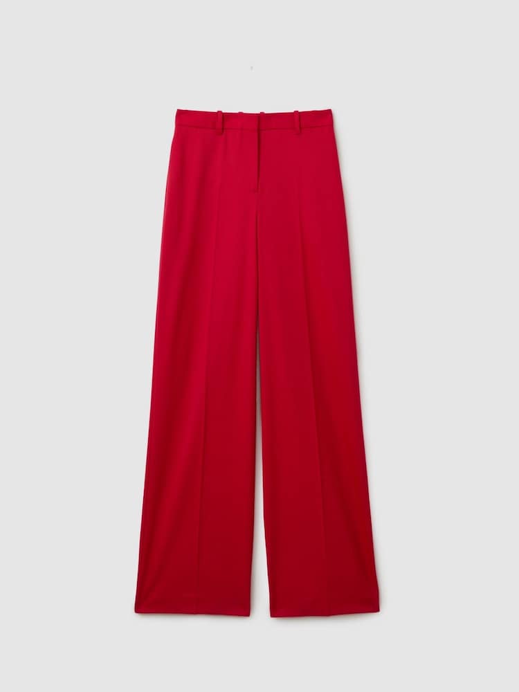 Reiss Red Anna Petite Wool Blend Wide Leg Trousers - Image 2 of 7