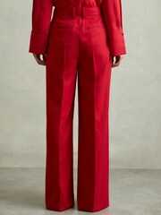 Reiss Red Anna Petite Wool Blend Wide Leg Trousers - Image 5 of 7