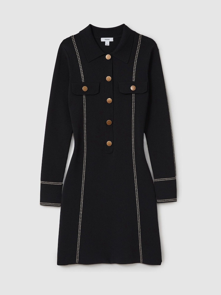 Reiss Edena Knitted Contrast Seam Mini Dress - Imagen 2 de 6 Reiss Edena Knitted Contrast Seam Mini Dress - Imagen 2 de 6