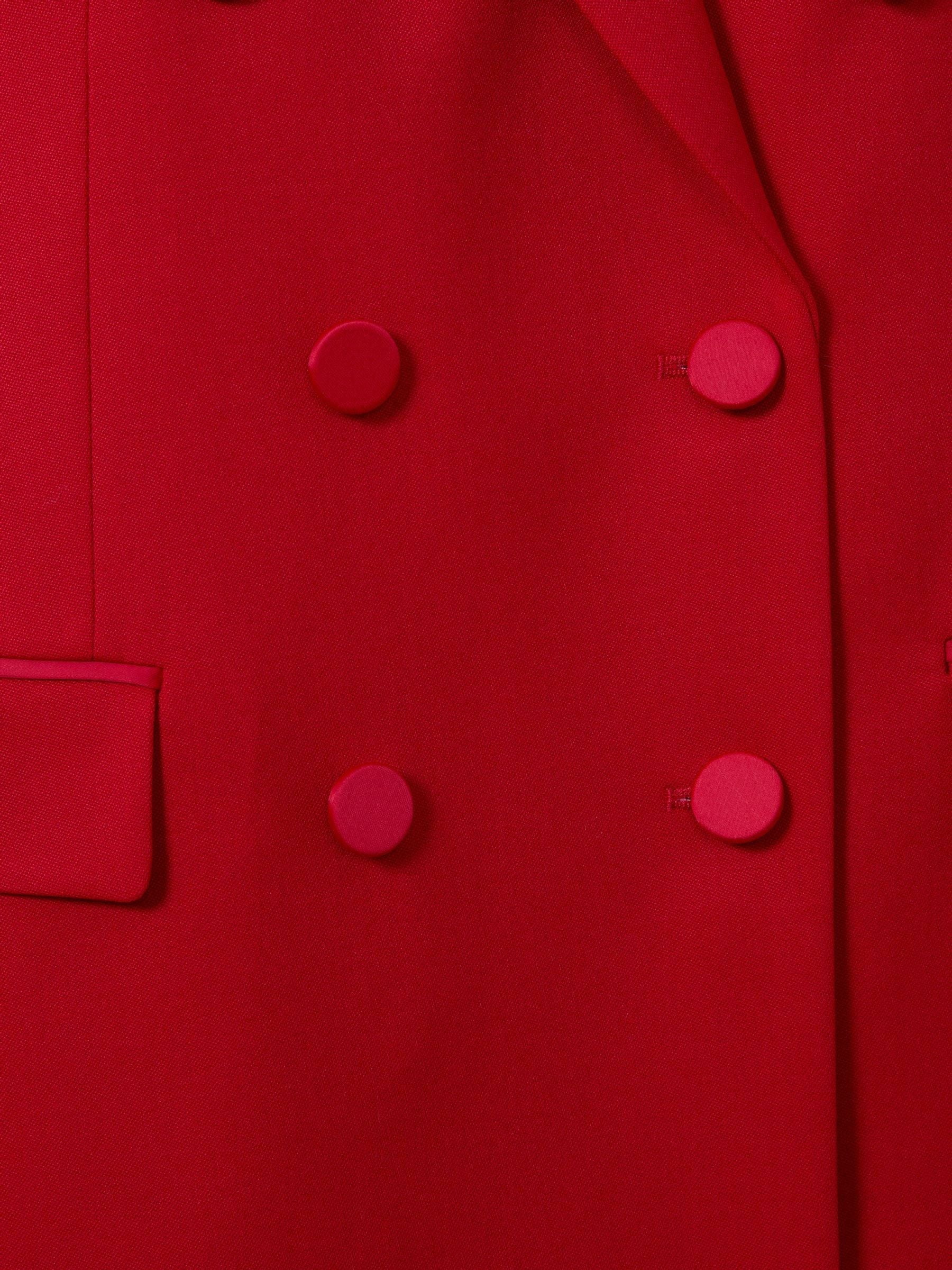Reiss Red Anna Wool Blend Double Breasted Tux Blazer