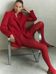 Reiss Red Anna Petite Wool Blend Double Breasted Tux Blazer - Image 3 of 7