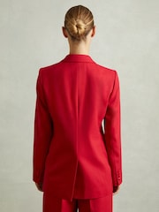 Reiss Red Anna Petite Wool Blend Double Breasted Tux Blazer - Image 5 of 7