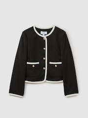 Reiss Black Brianna Wool Blend Contrast Trim Jacket - Image 2 of 5