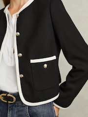 Reiss Black Brianna Wool Blend Contrast Trim Jacket - Image 3 of 5
