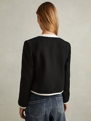 Reiss Black Brianna Wool Blend Contrast Trim Jacket - Image 4 of 5