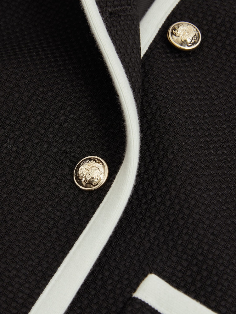 Reiss Black Brianna Wool Blend Contrast Trim Jacket - Image 5 of 5