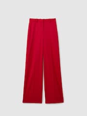 Reiss Red Anna Wool Blend Wide Leg Tux Trousers - Image 2 of 6