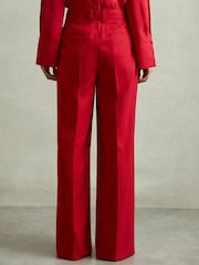 Reiss Red Anna Wool Blend Wide Leg Tux Trousers - Image 5 of 6