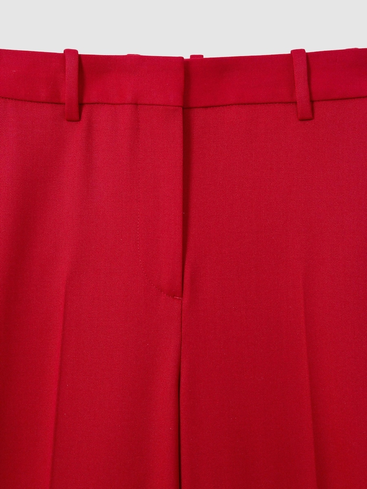Reiss Red Anna Wool Blend Wide Leg Tux Trousers - Image 6 of 6