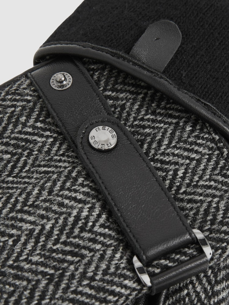 Reiss Vaughn Leather And Wool-Blend Herringbone Gloves - Imagen 2 de 2 Reiss Vaughn Leather And Wool-Blend Herringbone Gloves - Imagen 2 de 2