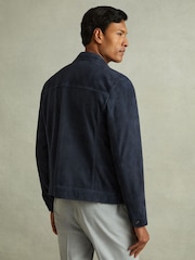 Reiss Indigo Blue Pike Suede Zip-Through Trucker Jacket - Image 4 of 5