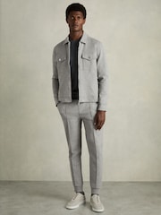 Reiss Grey Melange Medina Interlock Jersey Zip-Through Overshirt - Image 3 of 6