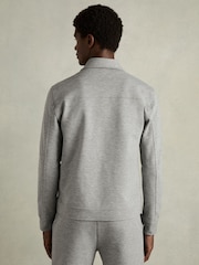 Reiss Grey Melange Medina Interlock Jersey Zip-Through Overshirt - Image 5 of 6