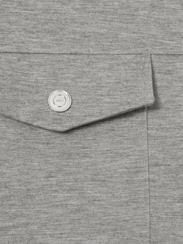 Reiss Grey Melange Medina Interlock Jersey Zip-Through Overshirt - Image 6 of 6