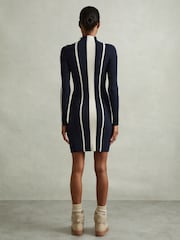 Reiss Navy/Ivory Kelli Ribbed Striped Mini Dress - Image 5 of 6