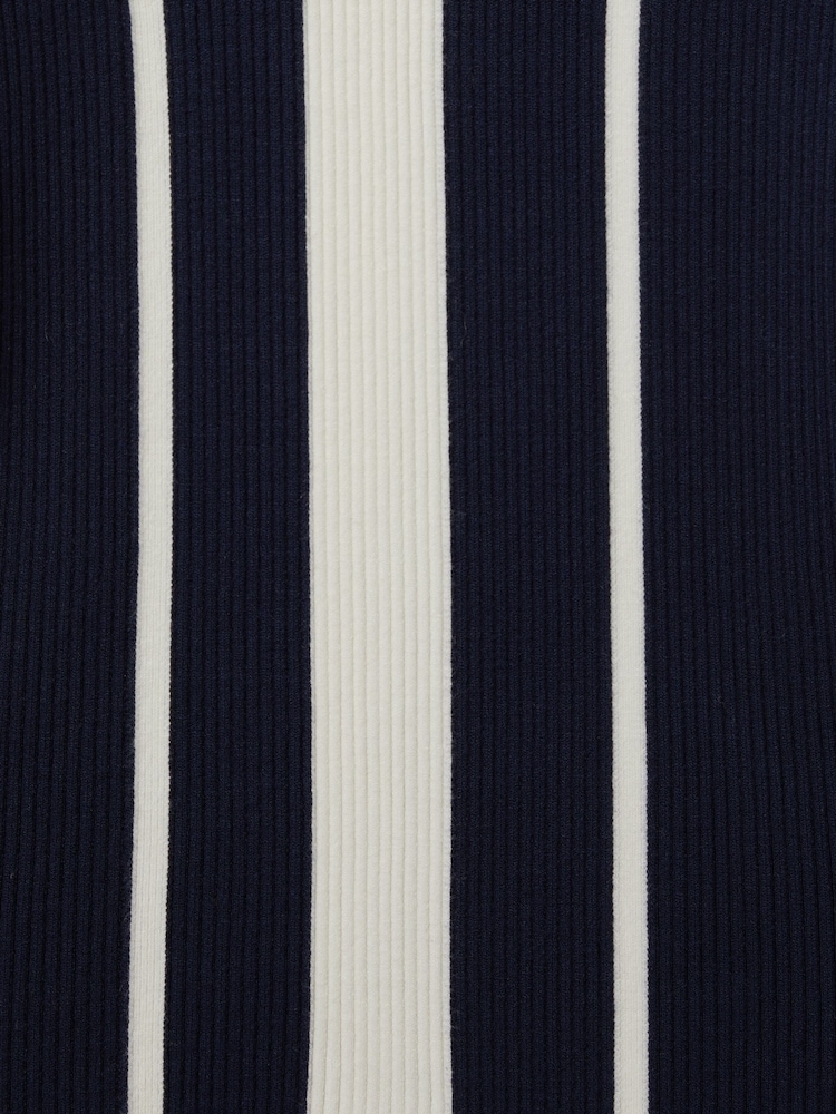 Reiss Navy/Ivory Kelli Ribbed Striped Mini Dress - Image 6 of 6