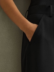 Reiss Black Zoe Wool Blend Barrel Leg Trousers - Image 4 of 6