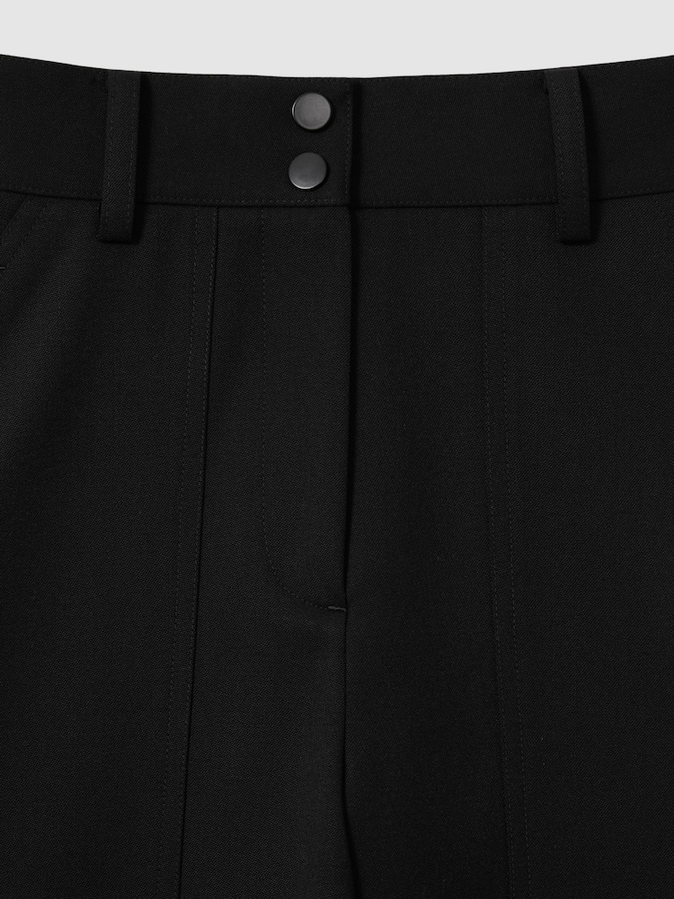 Reiss Black Zoe Wool Blend Barrel Leg Trousers - Image 6 of 6
