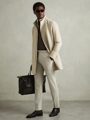 Reiss Oatmeal Bhule Wool-Blend Hybrid Coat - Image 1 of 6