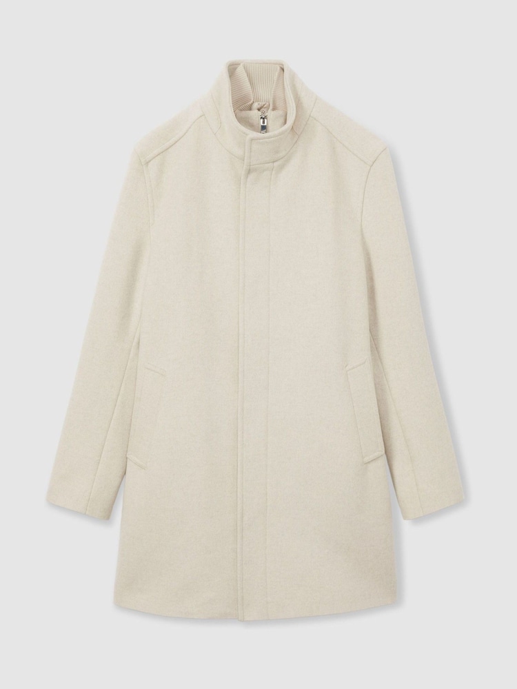 Reiss Oatmeal Bhule Wool-Blend Hybrid Coat - Image 2 of 6