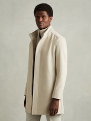 Reiss Oatmeal Bhule Wool-Blend Hybrid Coat - Image 3 of 6