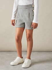 Reiss Black Charlie 9-13 yrs Checked Suit Shorts - Image 1 of 4