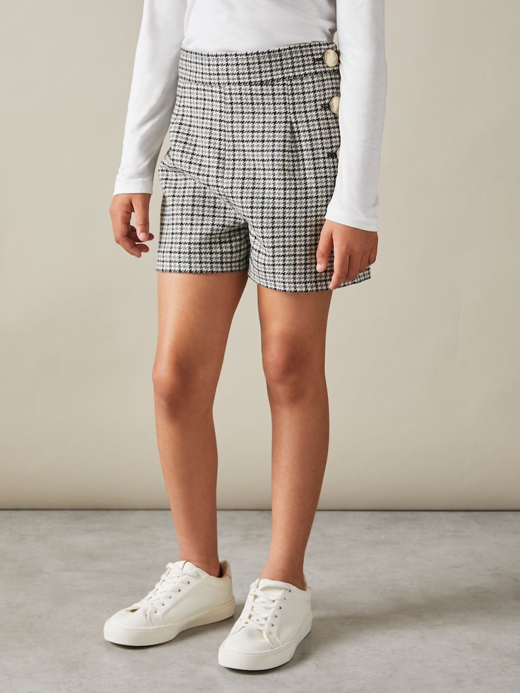 Reiss Black Charlie 9-13 yrs Checked Suit Shorts - Image 1 of 4