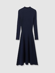 Reiss Hannah Gât rotund Ribbed Midi Rochie - Image 2 of 6