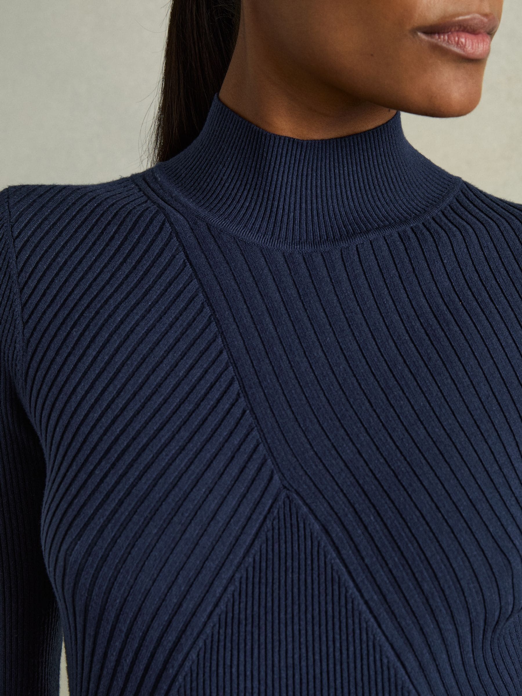 【海外限定】REISSワンピース☆Hannah flared knitted midi dres REISS Hannah Round Neck Ribbed Midi Dress | Bloomingdale's