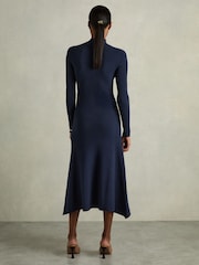 Reiss Hannah Gât rotund Ribbed Midi Rochie - Image 5 of 6