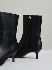 Reiss Black Millie Leather Kitten-Heel Ankle Boots - Image 4 of 5
