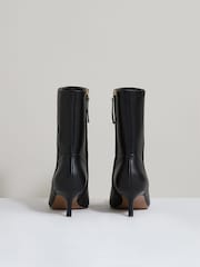 Reiss Black Millie Leather Kitten-Heel Ankle Boots - Image 5 of 5