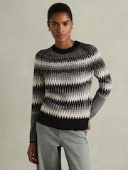 Reiss Black/White Belle Glitter Jumper with Alpaca - Image 1 of 5