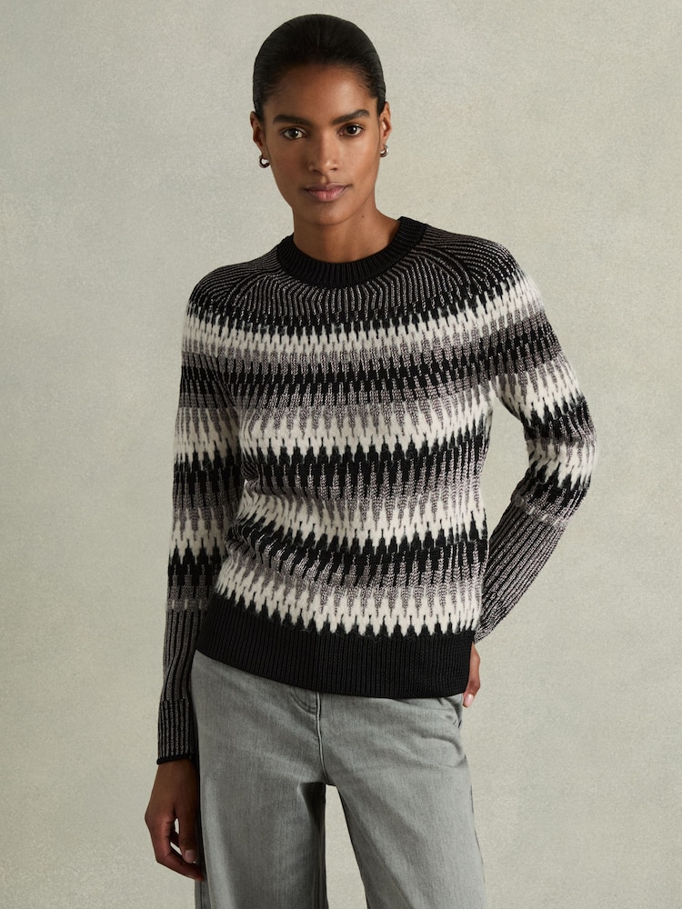 Reiss Black/White Belle Glitter Jumper with Alpaca - Image 1 of 5