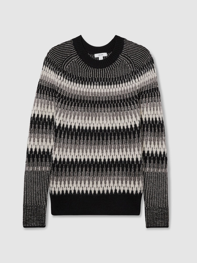 Reiss Black/White Belle Glitter Jumper with Alpaca - Image 2 of 5