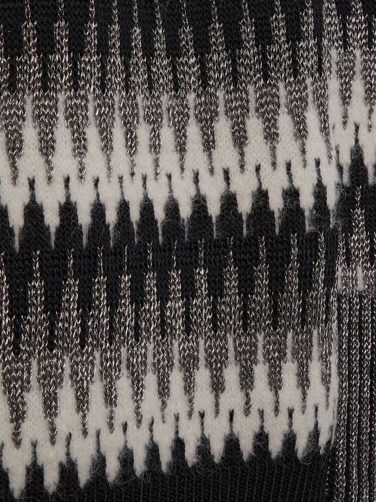 Reiss Black/White Belle Glitter Jumper with Alpaca - Image 5 of 5