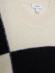 Reiss Black/White Becki Wool-Cashmere Check-Intarsia Jumper - Image 6 of 6