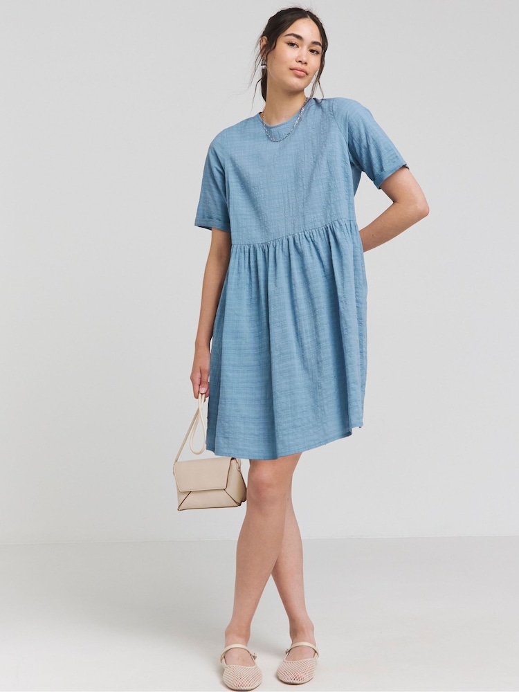 Simply Be Blue Bow Smock Dress - Image 2 of 4