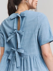 Simply Be Blue Bow Smock Dress - Image 4 of 4