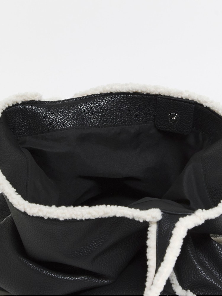 Simply Be Black Shearling Tote Bag - Image 4 of 4