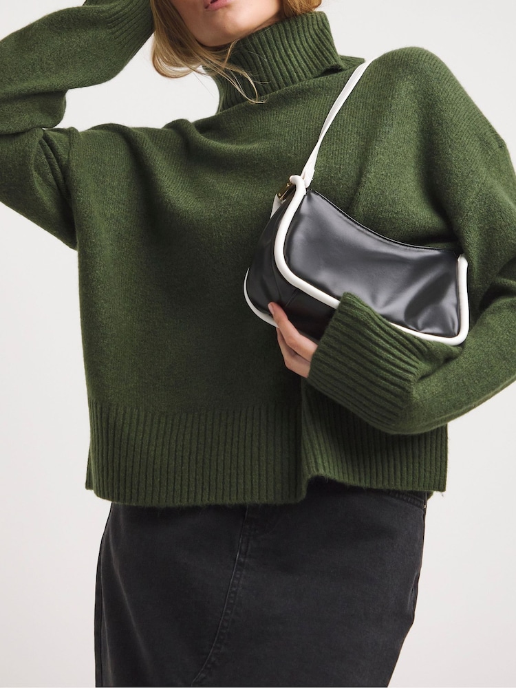 Simply Be Black Contrast Shoulder Bag - Image 1 of 4 Simply Be Black Contrast Shoulder Bag - Image 1 of 4