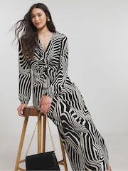 Simply Be Black Plisse Knot Front Midi Dress - Image 1 of 4