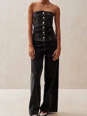 Alohas Black Troyes Denim 100% Cotton Tank - Image 1 of 4
