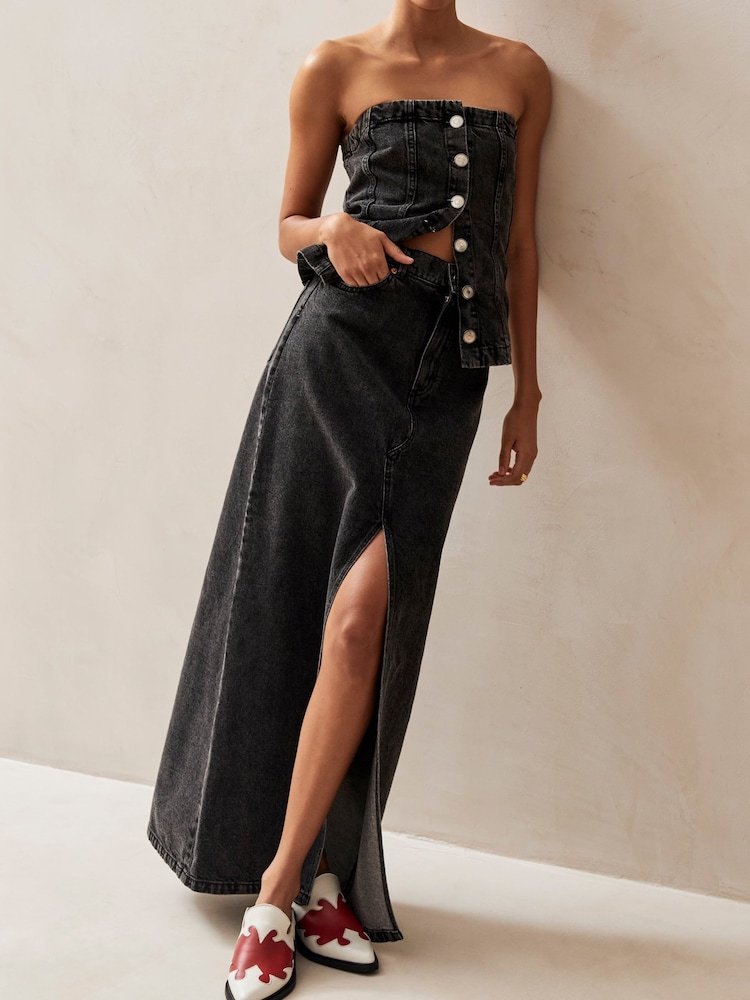 Alohas Black Mariana Denim 100% Cotton Skirt - Image 1 of 4