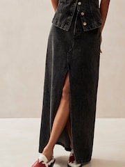 Alohas Black Mariana Denim 100% Cotton Skirt - Image 3 of 4