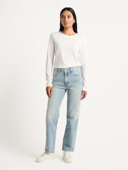 Rag & Bone Blue Harlow Mid Rise Straight Jeans - Image 3 of 4