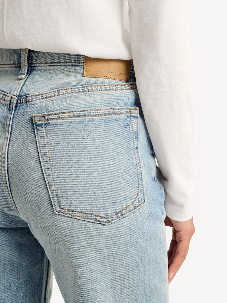 Rag & Bone Blue Harlow Mid Rise Straight Jeans - Image 4 of 4