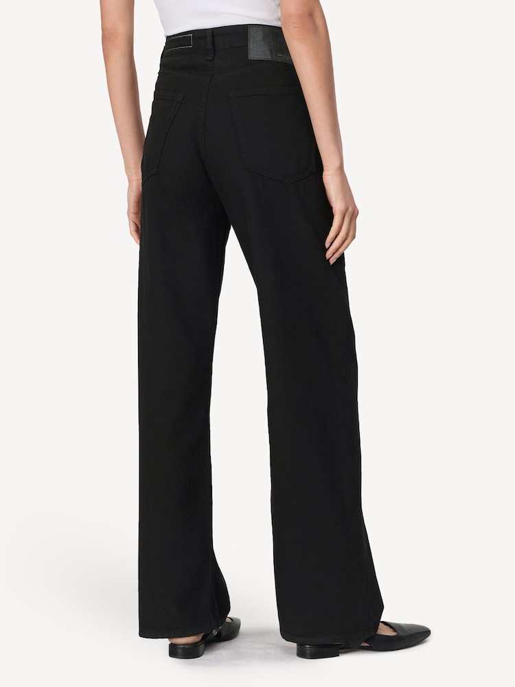Rag & Bone Black Logan Mid Rise Featherweight Wide Leg Jeans - Image 2 of 4