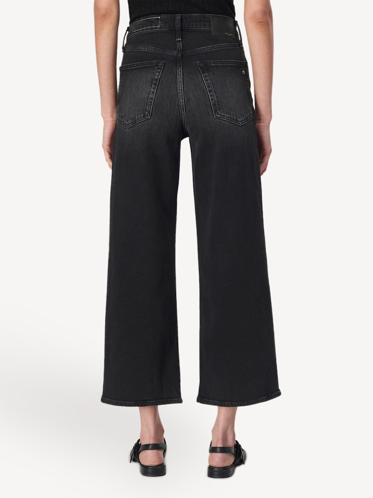 Rag & Bone Black Andi High Rise Ankle Wide Leg Jeans - Image 2 of 6