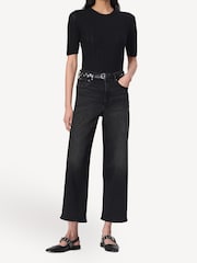 Rag & Bone Black Andi High Rise Ankle Wide Leg Jeans - Image 4 of 6